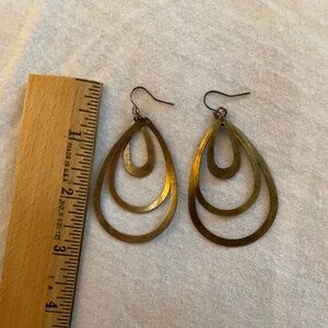 3 Tiered Brass Dangle Earrings